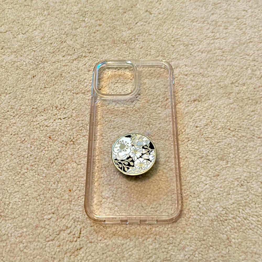 clear iphone case - INCLUDES popsocket